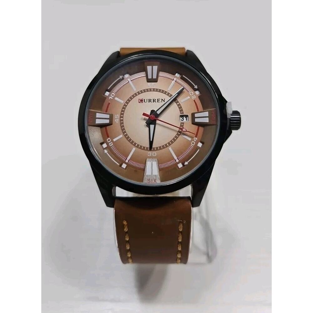 CURREN 8155 Mens Wrist Watch Leather Band Luminous Hands New Battery (W60)
